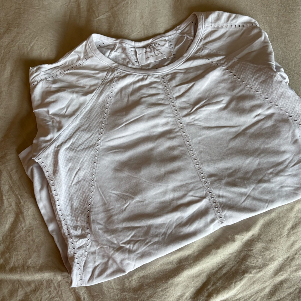 Athleta White Perforated Top